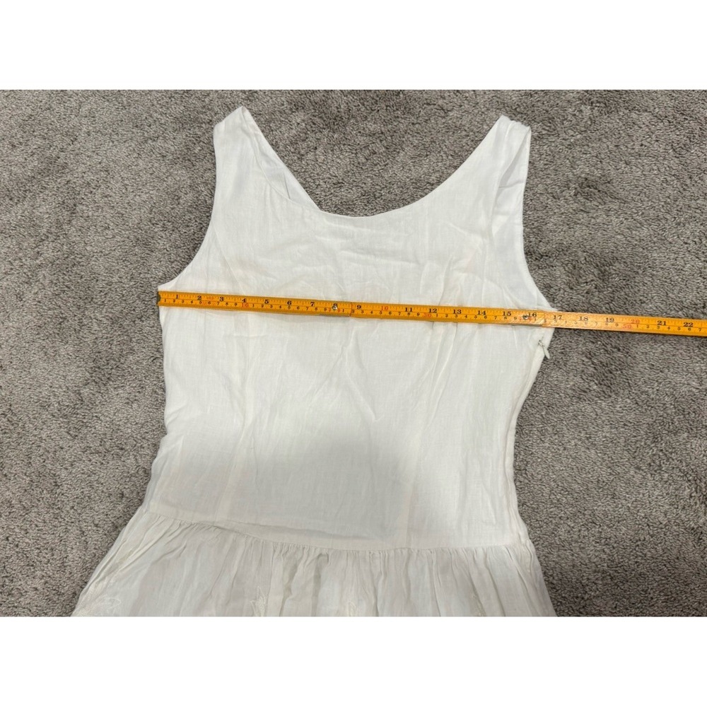 Sundance Sleeveless 100% Linen Embroidered Dress Womens 10 Ivory - Picture 3 of 7
